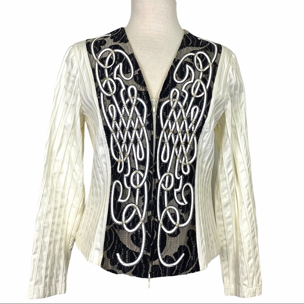 ALEXANDRA ROSATI Cream Stitch Stripe Jacket